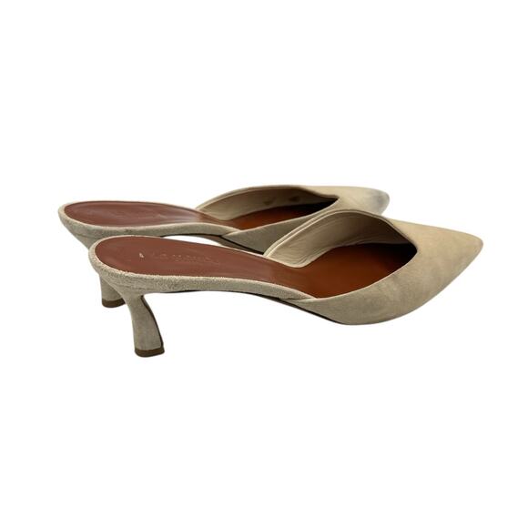 Le Monde Beryl Neutral Cream Suede Leather Kitten Heel Pointed Toe Mules - Picture 4 of 12